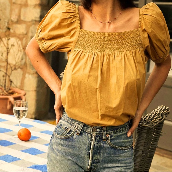 LN DÔEN Gail Top in Wheat, XS - Picture 1 of 11
